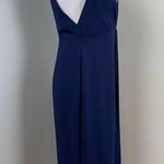 NICHOLAS Navy Crepe Deep V Gathered Sleeveless Dress Size 8 Formal Cocktail Blue Photo 6