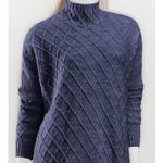 Mer Sea Sweater Lisbon Traveler Cable Knit Turtleneck Side Slit Tunic Blue OS Size undefined Photo 1