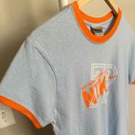 Nike Light Blue and Orange Ringer Graphic Shortsleeved Shirt size medium Photo 2