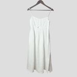 Dissh Harper White Cutout Midi Dress Size 6 Linen Spaghetti Strap Side Slit Photo 3