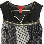 V Cristina Sleeveless Hi Low Tunic Blouse Top Beaded Paisley V Neck Womens Small Black Photo 6