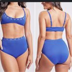 Ymi  High Waisted Bralette Blue Bikini Set with Grommet Details M Photo 1