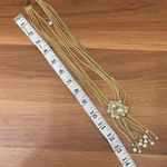 Vintage Unsigned Vendome Multistrand Faux Pearl Gold Mesh Chain Tassel Necklace Photo 12