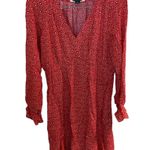 Maeve  Anthropology Red/White Printed A-Line Dress Long Sleeve Womens Size Medium Photo 0