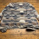 Lucky Brand Womens Open Cardigan Sweater Small Navy Tribal Aztec Long Pockets Photo 6