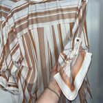 Eden & Olivia Button Up Orange & White Stripes Chic Flare Pocket Blouse Size XL Photo 7