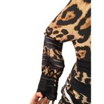 Anthropologie Allison New York leopard print v neckline long sleeve mid dress L Photo 5