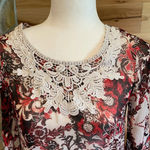 Cato  colorful‎ blouse with crochet detail size XS Photo 1