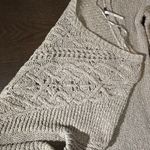 Free People  Tan Crew Neck Sweater with Intricate Knit Pattern Photo 9