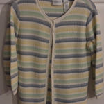 Liz Claiborne  Striped‎ Knit Cardigan Pastel Colors Button Front Womens Photo 0