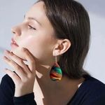 Vibrant Mountain Print Teardrop Earrings Green Photo 0