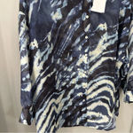 & Other Stories NWT Printed Voluminous Blouse Blue Button Up Shirt Size Large Photo 2