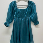 Thirty Thirty L A Teal Dress with Puff Sleeves XS‎ Blue Photo 0