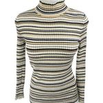 T Tahari  Multicolor Striped Long Sleeve Ribbed Knit Mock Neck Sweater Top Size S Photo 0