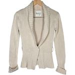 Kenji Womens Small Cream Shawl Collar Knit Cotton‎ Blend Cardigan Sweater Tan Photo 1