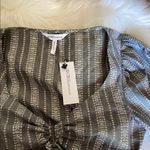 BCBGeneration ποΈ Gray White Aztec Puff Sleeve Crop Top Size S NWT Photo 5