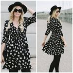 Anthropologie 🆕 Womens Black Maeve Banet Heart Pullover Long Sleeve Dress Small Photo 1