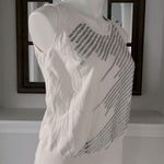 St. John Knit Tank Top Sequin Front Cream White Sweater Size L Photo 1