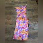 Lulus  Vibrant Babe Pink Multi Floral Cutout Drawstring Midi
Dress Photo 4