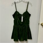 For Love & Lemons  Martini Olive Green Velvet Drip Waist Bow Mini Dress NEW XL Photo 1