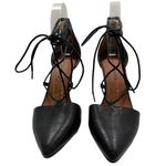 Lucky Brand  SABREENA Black Leather Lace Up Pumps Heels Size 9 M Photo 1