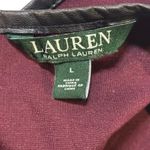 Ralph Lauren Lauren Burgundy Sleeveless Sheath Dress Faux Leather Trim Size L Photo 5