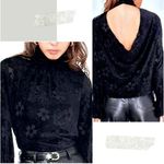 1. State  High Neck Open Back Long Sleeve Blouse Rich Black M Photo 1