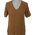 J Jill Brown Knit Top Small Short Sleeve V Neck Minimalist‎ Casual Photo 0