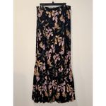 Free People "Smooth Sailing" Button Front Maxi Skirt Black Pink Floral Sz 4 EUC! Photo 2