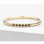 Boutique Dainty‎ 14k Gold Plated S925 Black Melee Diamond Ring, Size 7 Photo 1