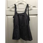 Lucky Brand NWT Size XL Black Silver Metallic Stripe Peplum Tank Tie Shoulders Photo 1