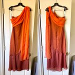 Vanderwilde Galdana Maxi Dress Chiffon Asymmetrical Caldera Rust Orange 36 NWT Size 4 Photo 2