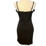 Alberto Makali Black Mini Dress Sz 10 Faux Leather Detail Y2K 90's Goth Party Photo 4