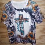 None Women's Bleached Sunflower Bible Tshirt Large Photo 0
