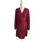 Old Navy  Red Plaid Wrap Holiday Dress Size Medium Tall Photo 3