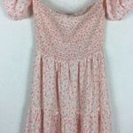 Heartloom Della Pink Floral Smocked Puff Sleeve Midi Dress Small Coquette Girly Photo 10