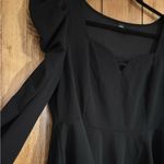 SheIn  Curve Blouse 2x Black Puff Shoulders Sweetheart Neckline Flowy Waist Photo 2