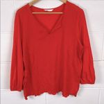 Lucky Brand v-neck linen blend embroidered blouse Photo 0