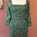 Timing Ditsy floral Smocked puff sleeve mini dress light blue size M NWT cottage Photo 0