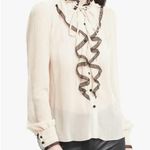 Alexis  XIMENA White Sheer Frill  Long Sleeve Blouse Size 0 Photo 0