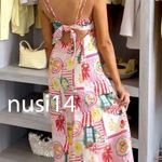 ZARA  NEW WOMAN PATCHWORK PRINT LINEN MIDI DRESS BOW OPEN-Back Photo 2