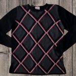 Vintage 90s Country Casuals Sweater Medium Black Gray Red Striped Wool b… Size undefined Photo 1