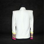 Bless The Mess Structured Blazer Artisan Neon Embellished Cuffs White sz M 38 Photo 1