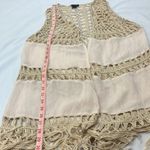 Rue 21  Tan Boho Crochet Fringe Vest woman’s size medium Photo 8
