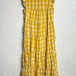 English Factory  Yellow Textured Gingham Tiered Baby Doll Maxi Dress Sz M Photo 1