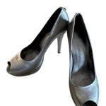 Stuart Weitzman Leather Silver Metallic Peep-Toe Heels – Size 7 Made is Spain Photo 0