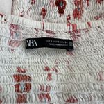 ZARA  Floral Print Linen Blend Square Neck Puff Sleeve Cropped Blouse Size S Photo 9