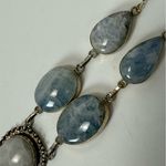 925 Rainbow Moonstone 5 Stone Bohemian Silver Plated Necklace Blue Photo 3