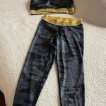 Victoria's Secret  workout set Camo green and Gold Sports Bra pants set size S Photo 0