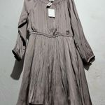 Aritzia Wilfred Gray Pleated Tie Front Sundress Photo 4
